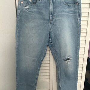 Light Blue Distressed Cigarette High Rise Gap Jeans 16R /33